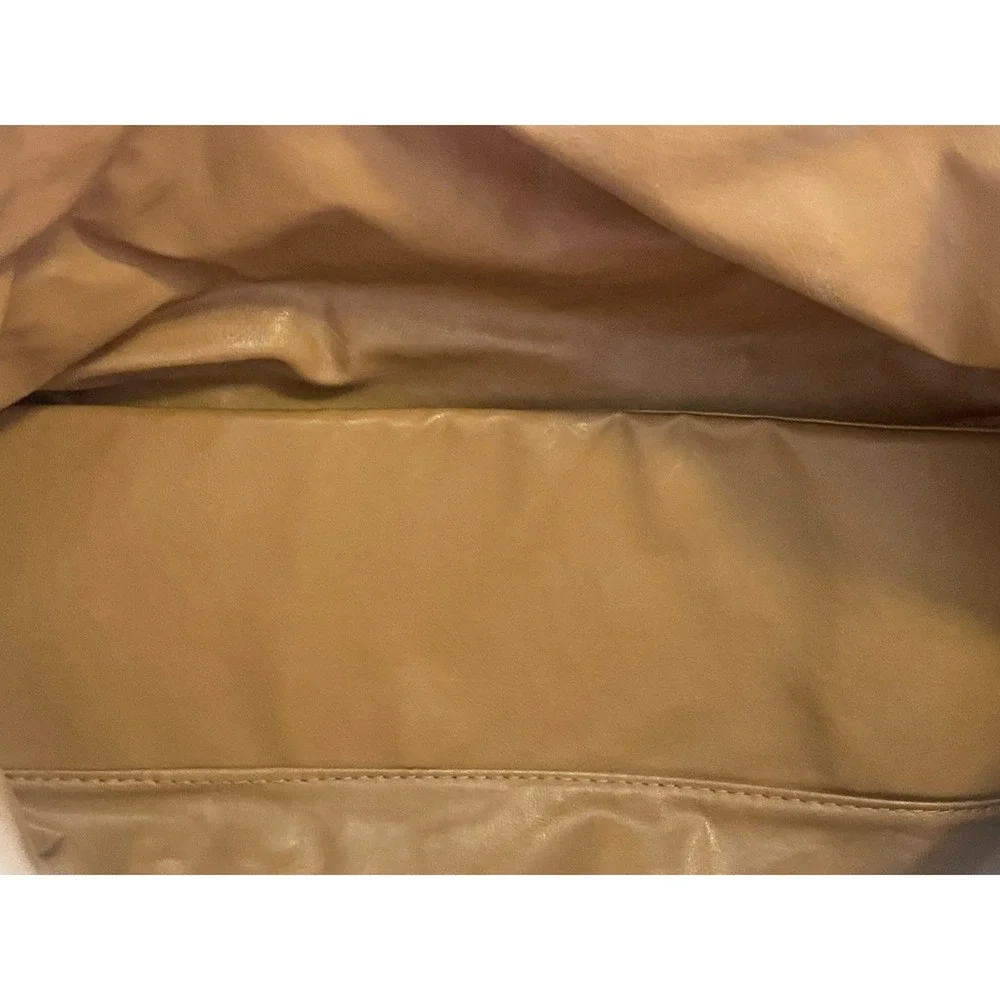 La Borsa Woven Cognac Leather & Solid Beige Woven Fabric‎ Satchel Handbag
